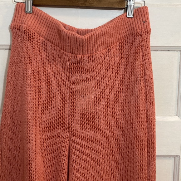 NWT Free People Summer Nights Wide Leg Sweater Knit Pants Rose Coral, Size M - Picture 6 of 15
